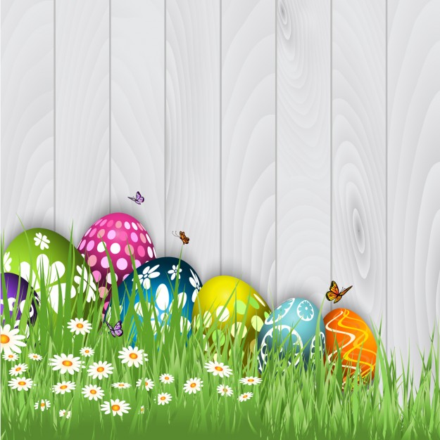 625x626 Easter Eggs With Butterflies Background Vector Free Download