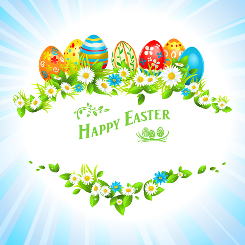 500x500 Happy Easter Flower Frame Background Vector Free Download