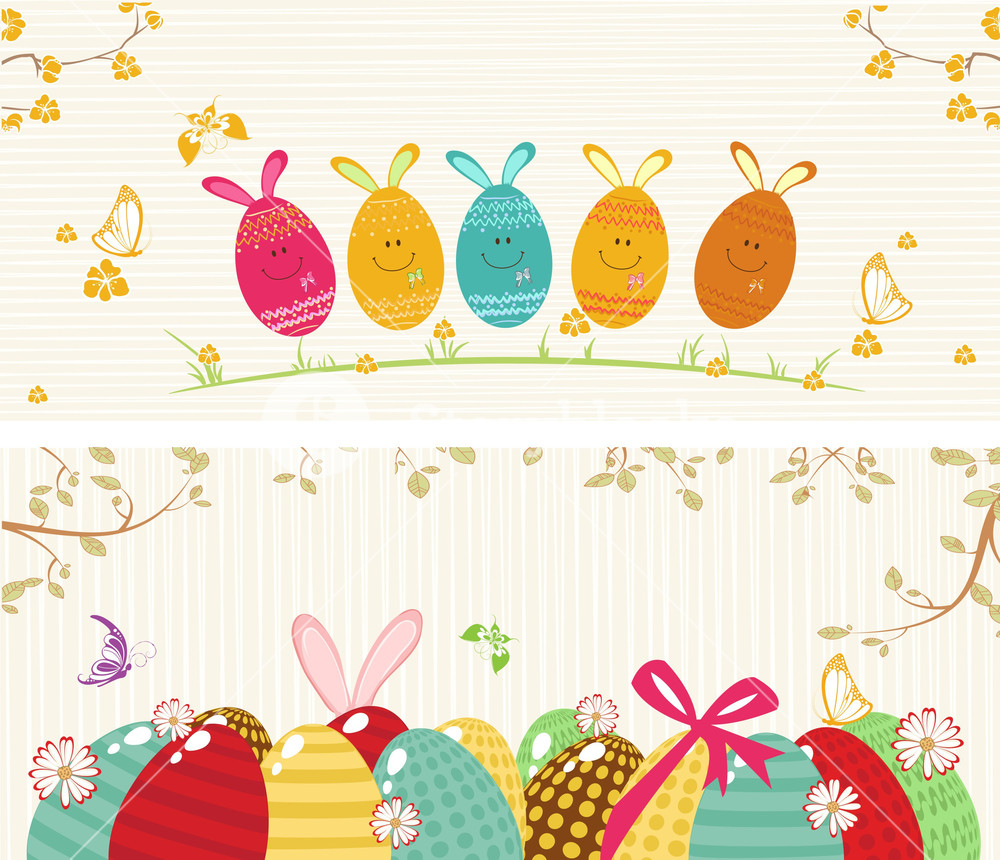 1000x860 Vector Easter Background With Eggs Royalty Free Stock Image