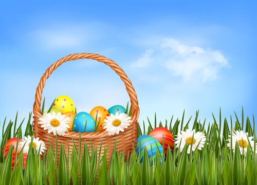 Easter Eggs And Basket Vector Free Download 500x360 Easter Eggs And Basket Vector Free Download
