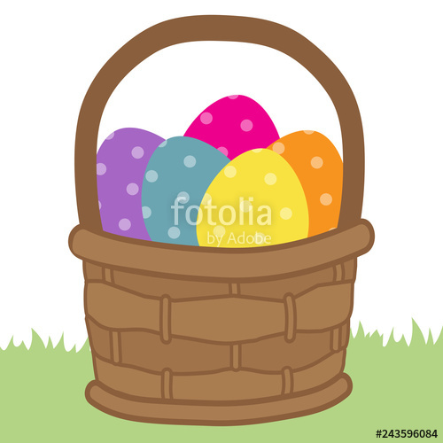 Easter Basket Vector Cartoon Illustration Stock Image And Royalty 500x500 Easter Basket Vector Cartoon Illustration Stock Image And Royalty