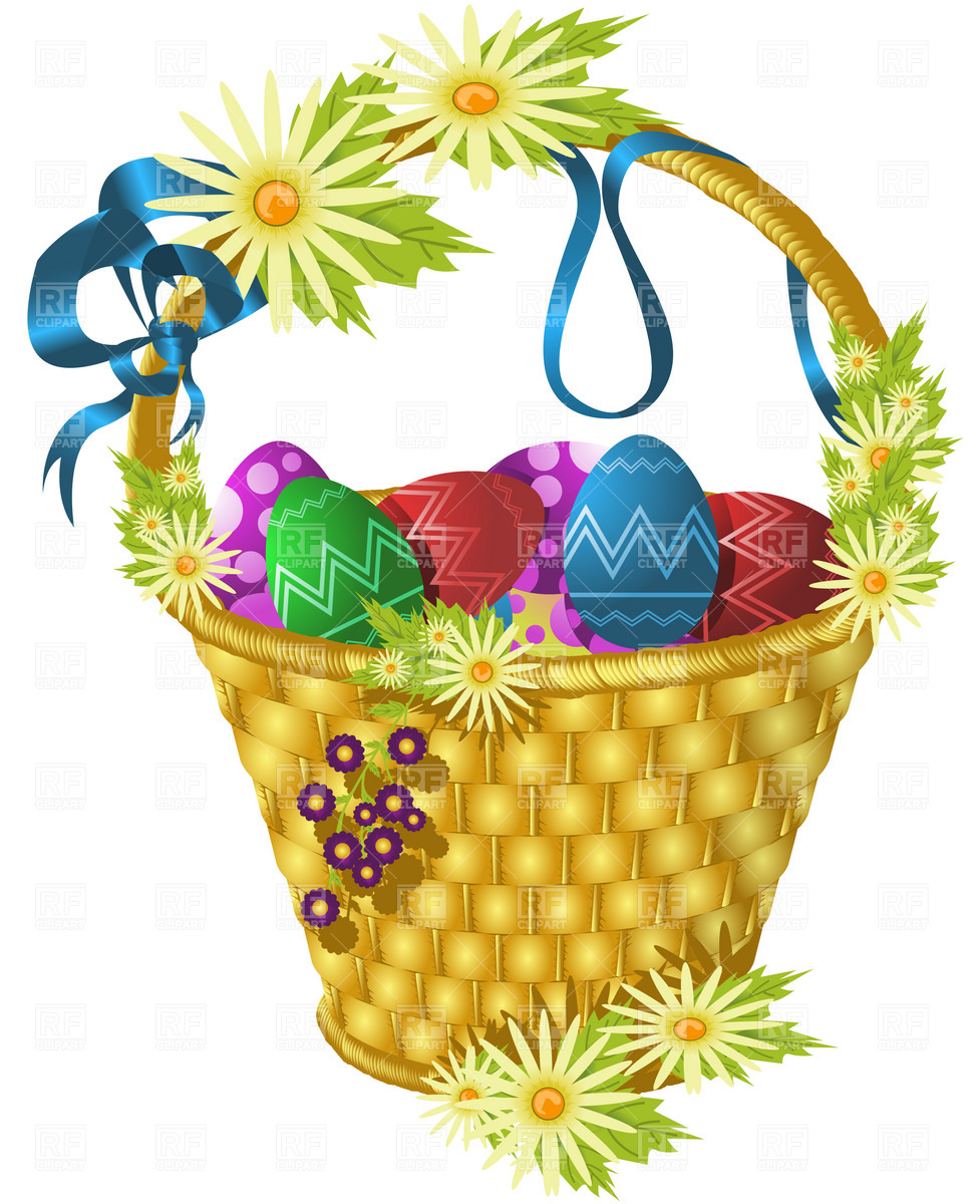 Easter Basket With Eggs And Flowers Vector Image Of Holiday Good 977x1200 Easter Basket With Eggs And Flowers Vector Image Of Holiday Good