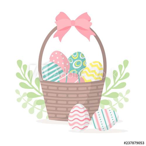 Happy Easter Basket With Easter Eggs Isolated On A White 500x500 Happy Easter Basket With Easter Eggs Isolated On A White
