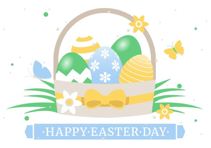 Spring Happy Easter Basket Vector Illustration 700x490 Spring Happy Easter Basket Vector Illustration