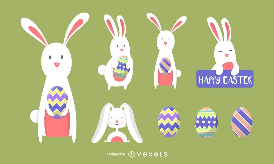 900x540 Easter Bunny Vector Icons