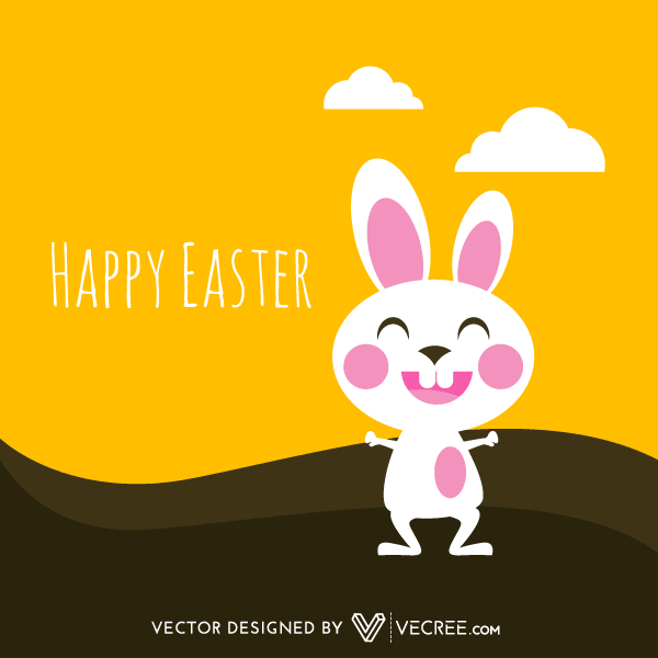 600x600 Happy Easter Background With Cartoon Bunny Vector Free Vectors