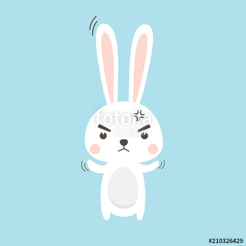 500x500 Angry Rabbit Easter Bunny Vector Illustration Cartoon Character