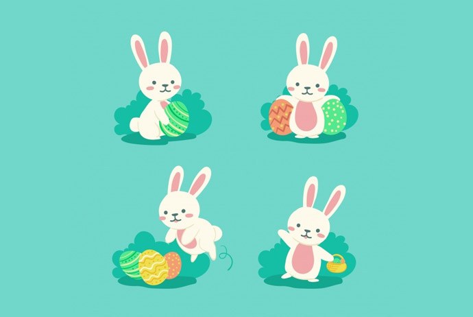 690x462 High Quality Easter Bunnies Vector Clipart Huge Collection