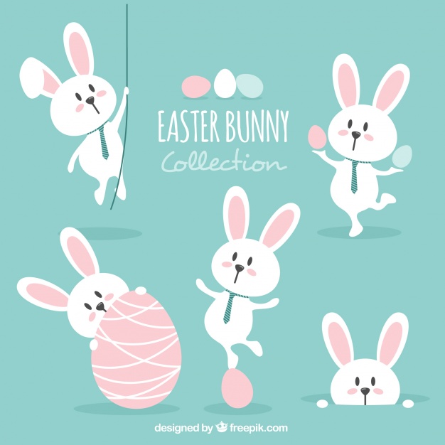 626x626 Lovely Easter Bunny Set Vector Free Download