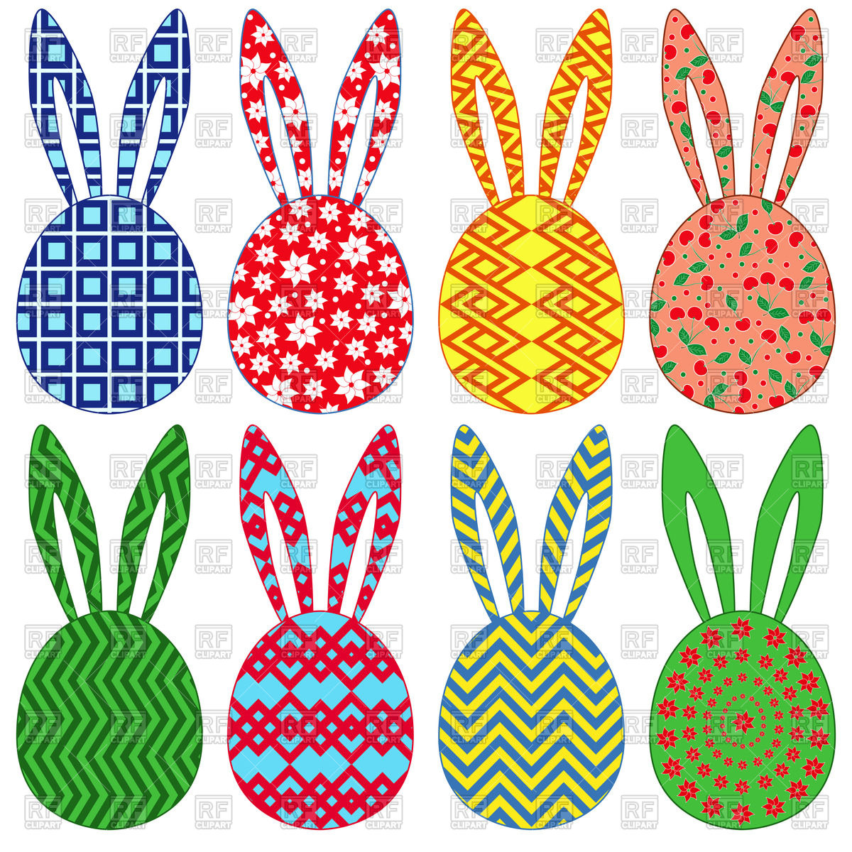 1200x1200 Stylized Ornamental Heads Of Easter Bunny Vector Image Of Design