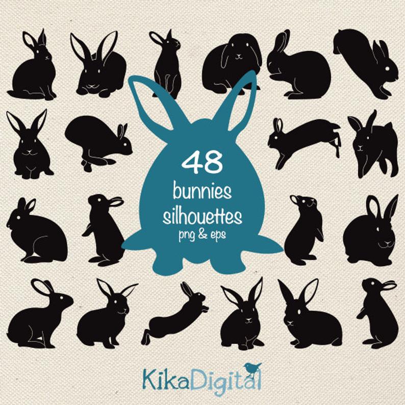 794x794 Bunnies Silhouette Clip Art Easter Bunny Vector Silhouettes Etsy