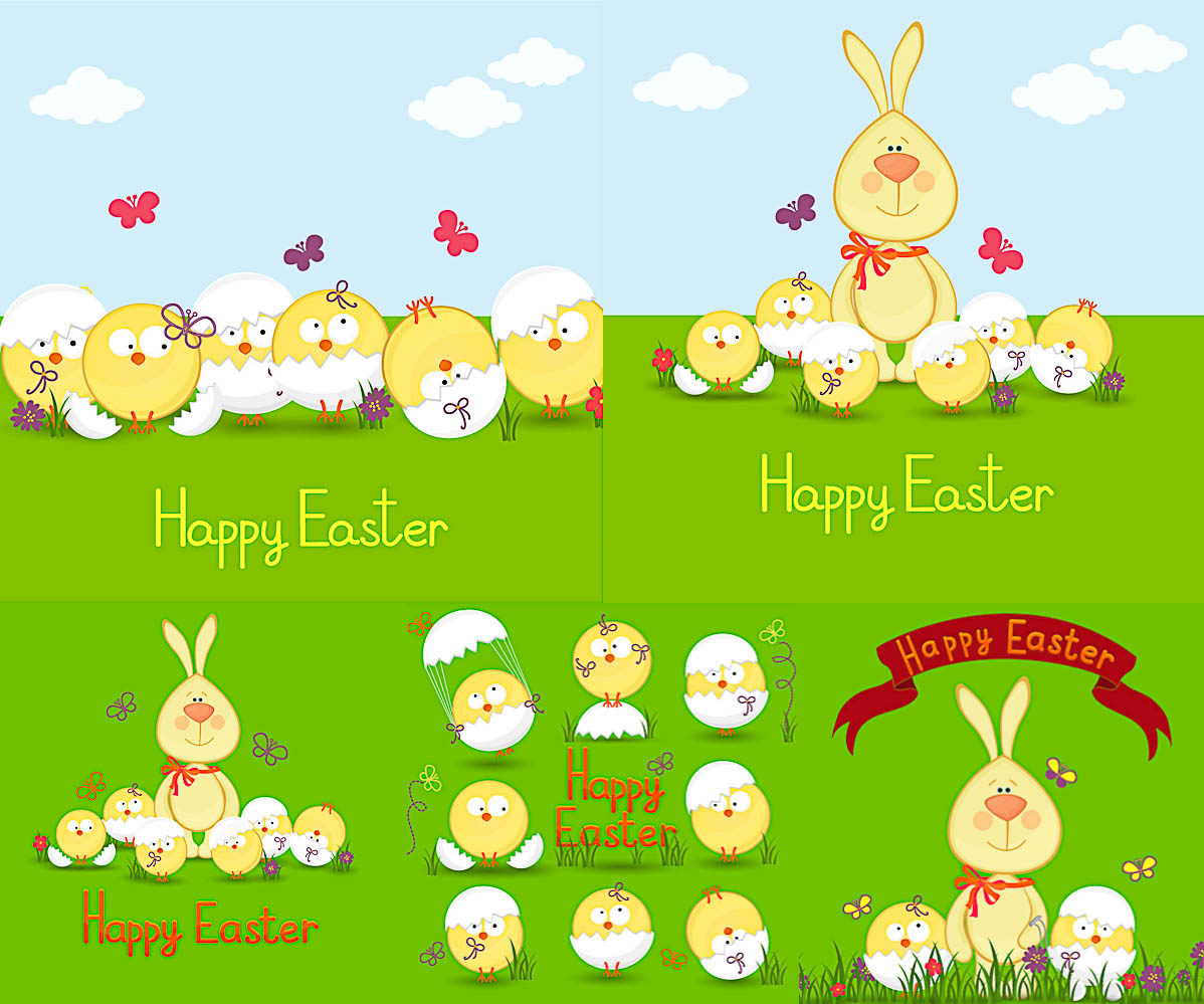 Easter Cards With Bunny And Chick Vector Free Download 1198x999 Easter Cards With Bunny And Chick Vector Free Download