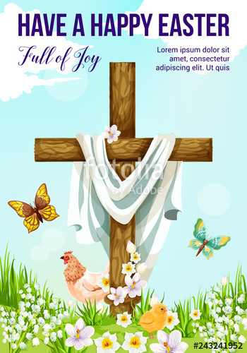 Easter Cross With Spring Flower Greeting Card Stock Image 350x500 Easter Cross With Spring Flower Greeting Card Stock Image