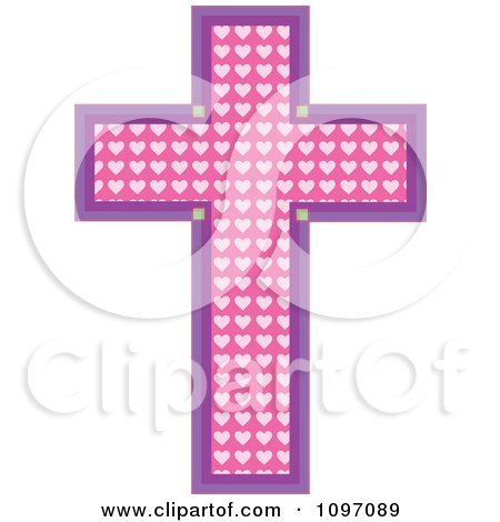 Clipart Pink Heart Patterned Easter Cross Outlined In Purple 450x470 Clipart Pink Heart Patterned Easter Cross Outlined In Purple