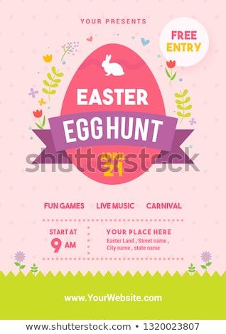 318x470 Easter Egg Hunt Poster Vector Illustration Egg With Spring Floral