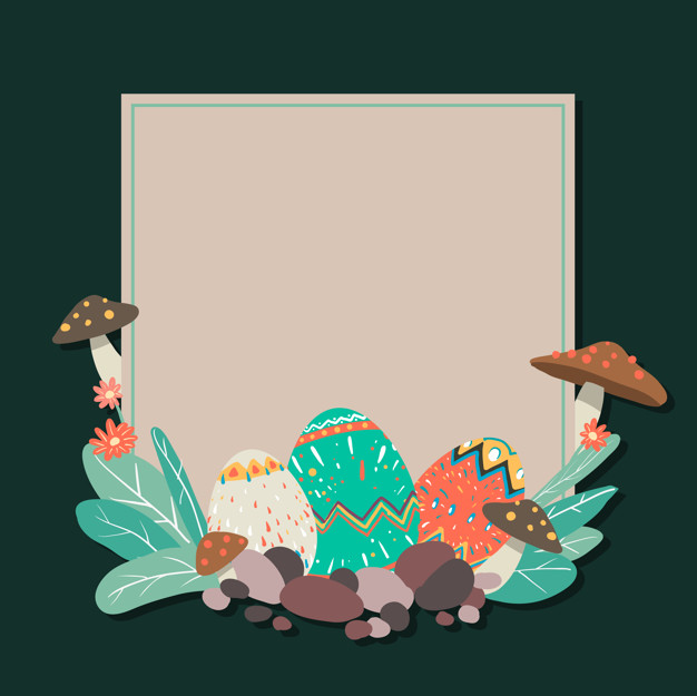 626x625 Easter Eggs Hunt Festival Square Brown Frame Vector Vector Free