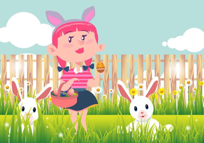 700x490 Kid Easter Egg Hunt Vector Background