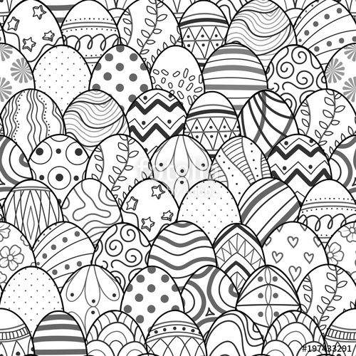500x500 Easter Eggs In Black Outline Random On White Background Cute Hand