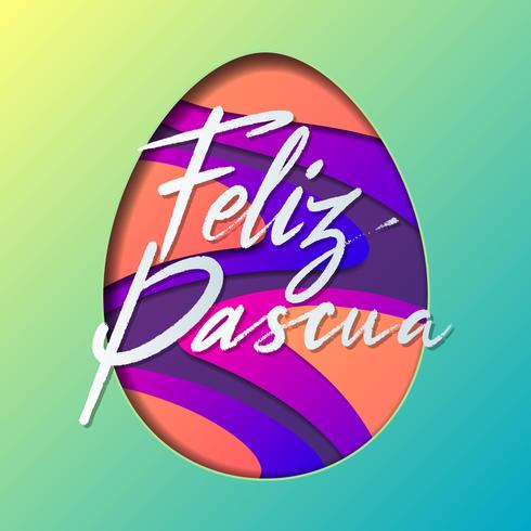 490x490 Feliz Pascoa Calligraphic With Colorful Easter Egg Template