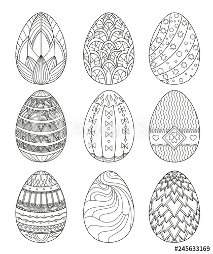420x500 Set Of Easter Eggs With Geometric Patterns Coloring Book