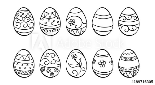 500x275 Decorated Easter Eggs Outline