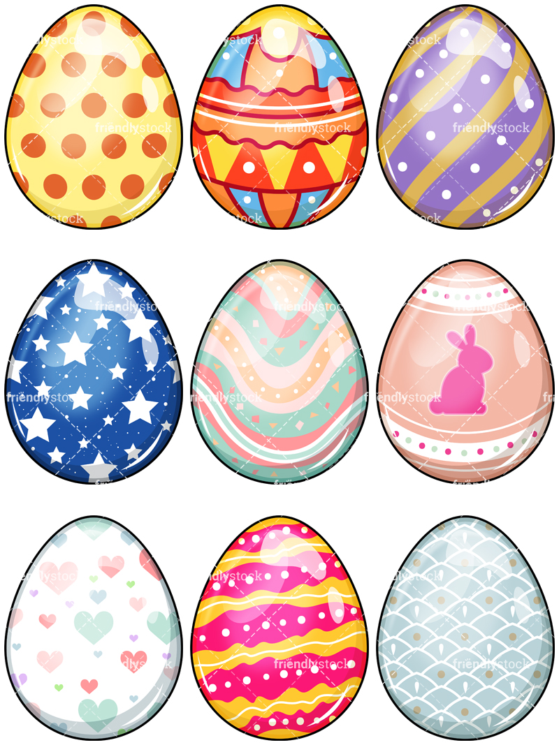 800x1067 Easter Eggs Cartoon Vector Clipart