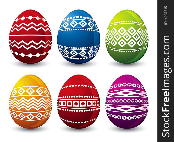 734x600 Six Easter Eggs, Vector