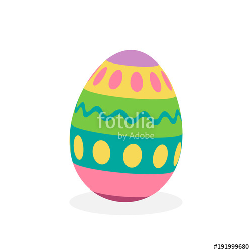 500x500 Colorful Painted Traditional Easter Egg, Vector Graphic