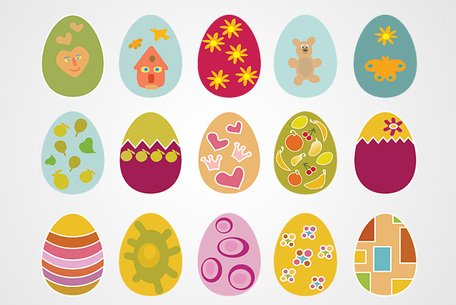 456x305 Free Easter Eggs Vector Set