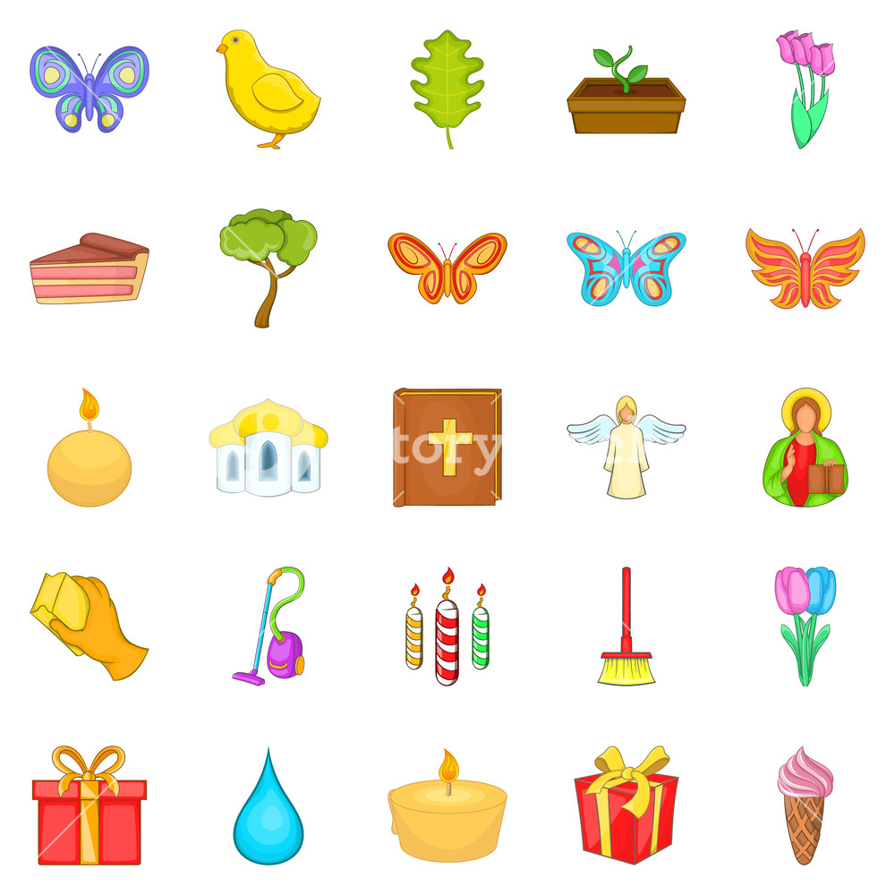 Easter Icons Set Cartoon Set Of Easter Vector Icons For Web 1000x1000 Easter Icons Set Cartoon Set Of Easter Vector Icons For Web