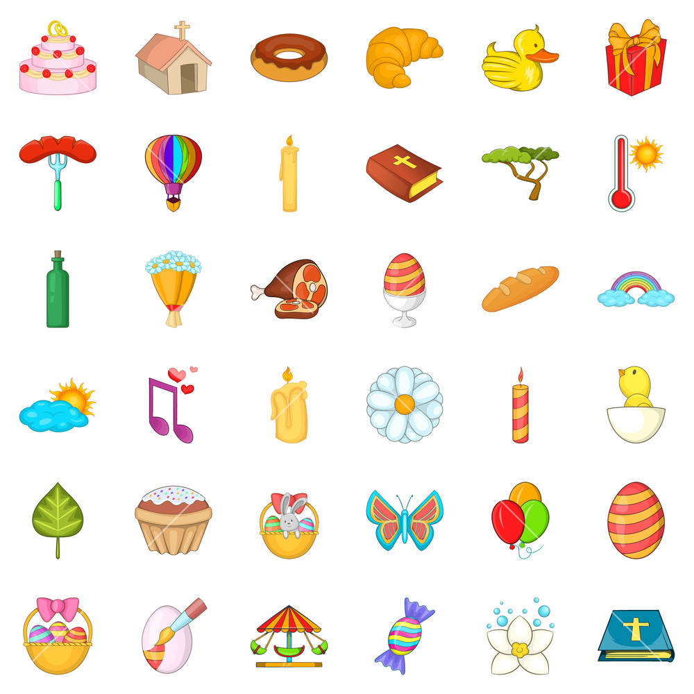 Happy Easter Icons Set Cartoon Style Of Happy Easter Vector 1000x1000 Happy Easter Icons Set Cartoon Style Of Happy Easter Vector