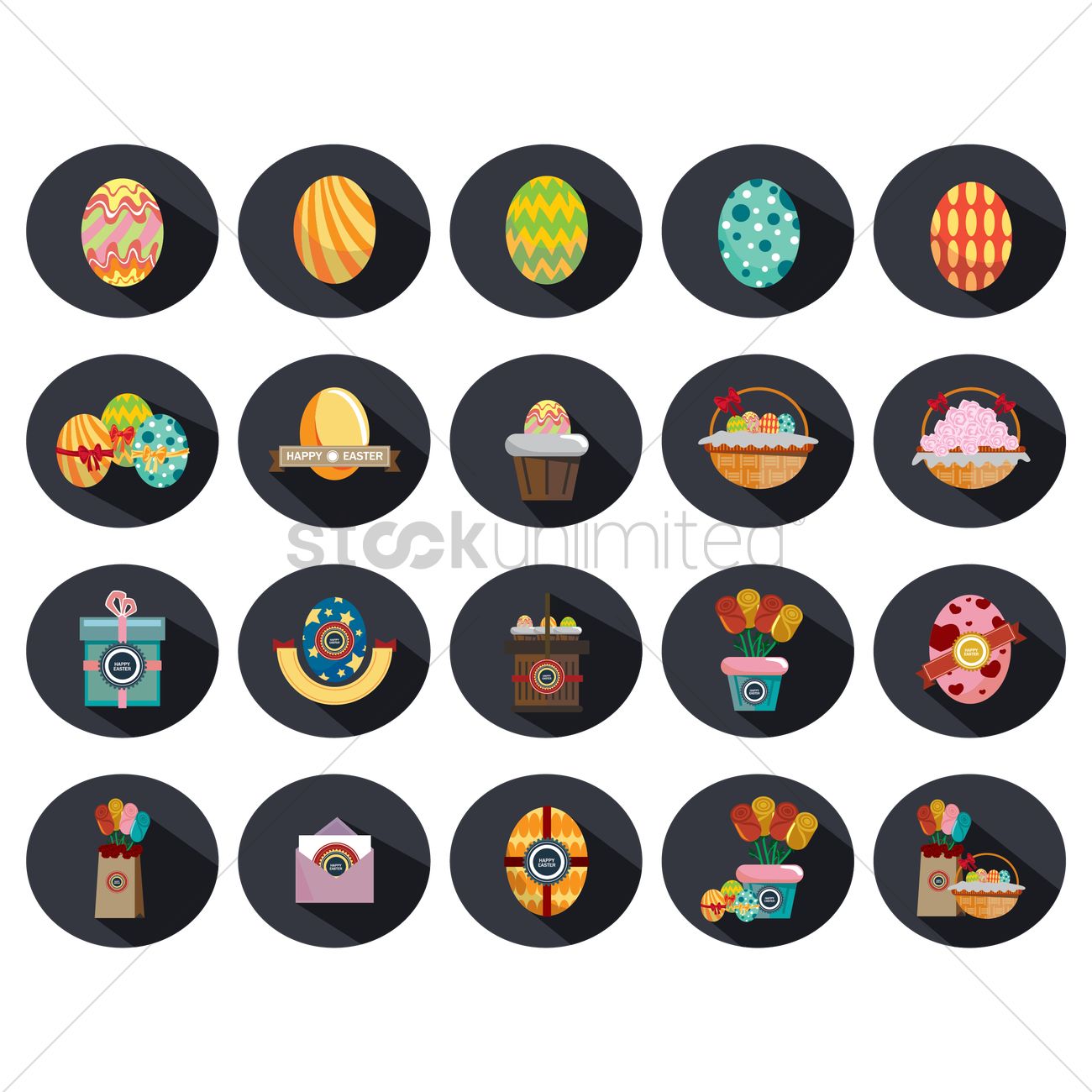 Set Of Easter Icons Vector Image 1300x1300 Set Of Easter Icons Vector Image