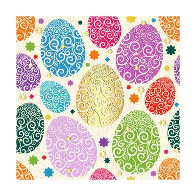 400x400 Easter Seamless Pattern With Colorful Painted Eggs Laced
