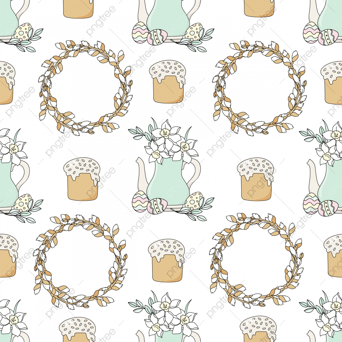 1200x1200 Narcissus Easter Great Religious Spring Holiday Cartoon Seamless