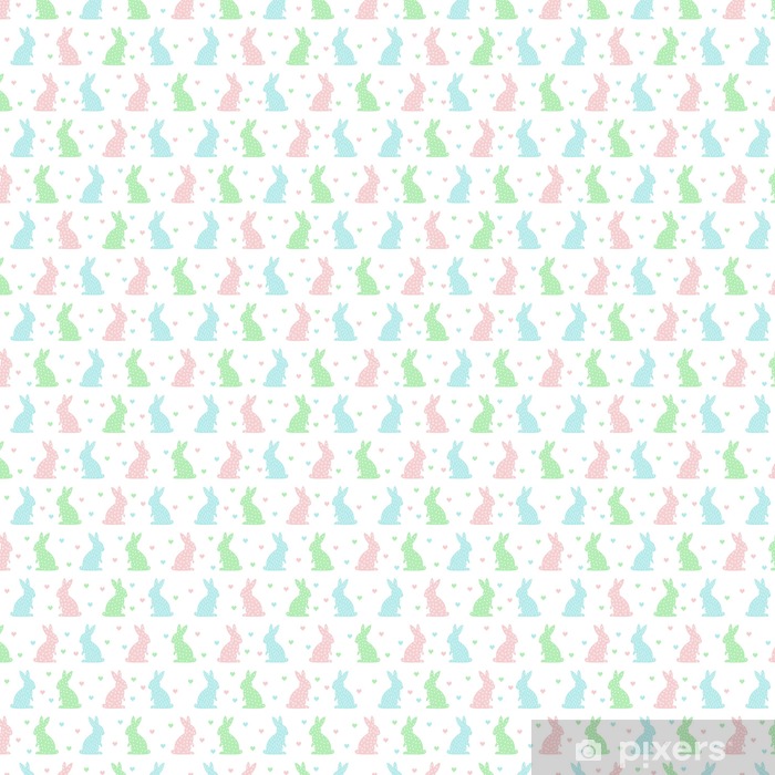 700x700 Seamless Easter Pattern With Cute Bunny And Heart Pastel Colors
