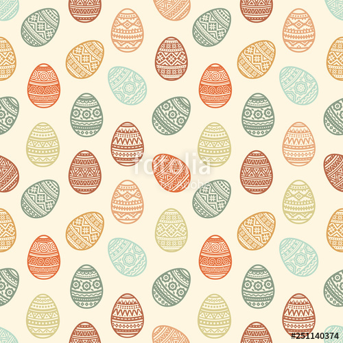 500x500 Seamless Pattern Of Colorful Easter Egg Vector Flat Icons Painted