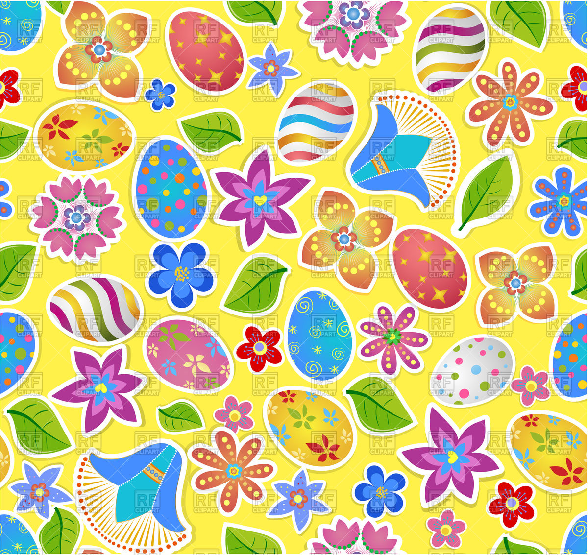 1200x1133 Seamless Pattern With Easter Eggs And Flowers Vector Image