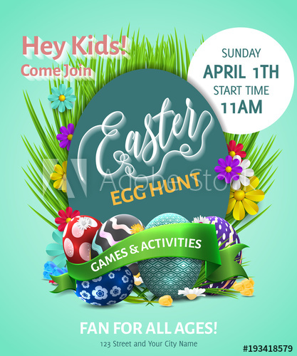 Easter Poster Vector Illustration Easter Egg Hunt Invitation 417x500 Easter Poster Vector Illustration Easter Egg Hunt Invitation
