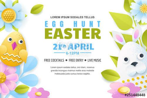 Egg Hunt Easter Poster, Banner, Flyer Template Vector Layout 500x334 Egg Hunt Easter Poster, Banner, Flyer Template Vector Layout