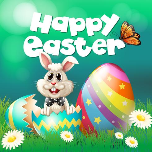 Happy Easter Poster With Bunny And Eggs 491x490 Happy Easter Poster With Bunny And Eggs