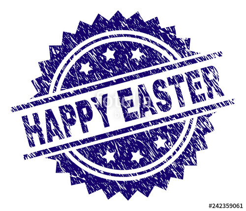 500x429 Happy Easter Stamp Seal Watermark With Distress Style Blue Vector