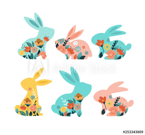 Happy Easter Vector Illustrations Of Bunnies, Rabbits Icons 500x463 Happy Easter Vector Illustrations Of Bunnies, Rabbits Icons