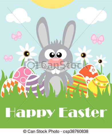 Happy Easter Vector With Rabbit Happy Easter Background Card 391x470 Happy Easter Vector With Rabbit Happy Easter Background Card