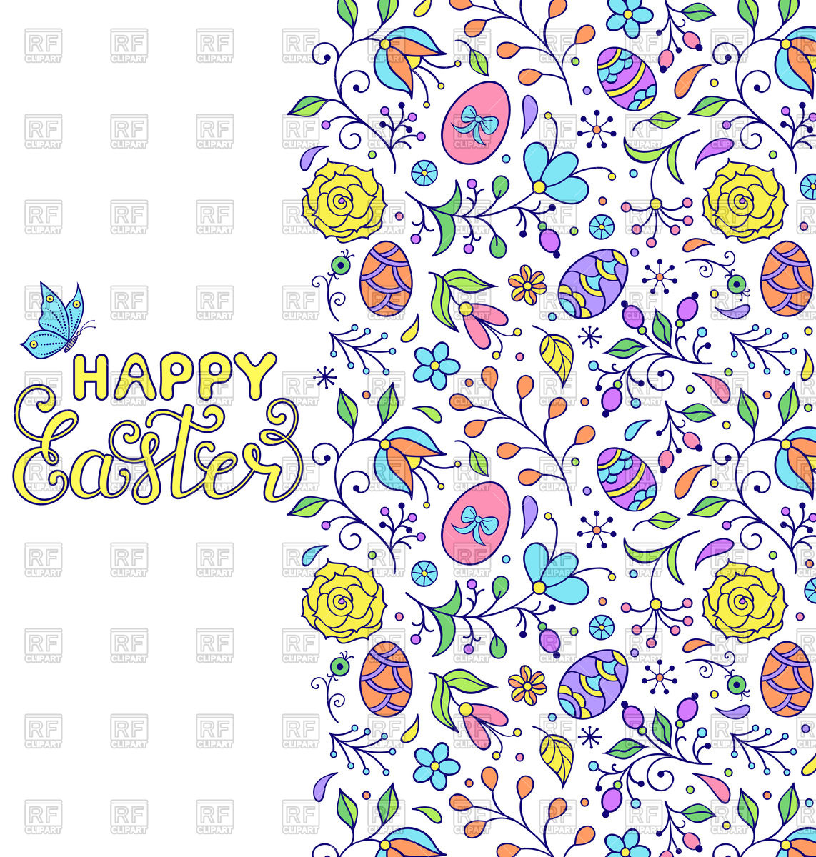 1142x1200 Floral Easter Card With Handwriting Inscription Happy Easter