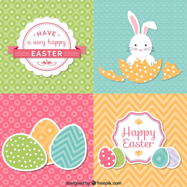 626x626 Set Of Cute Easter Cards Free Vector Free Vectors Ui Download