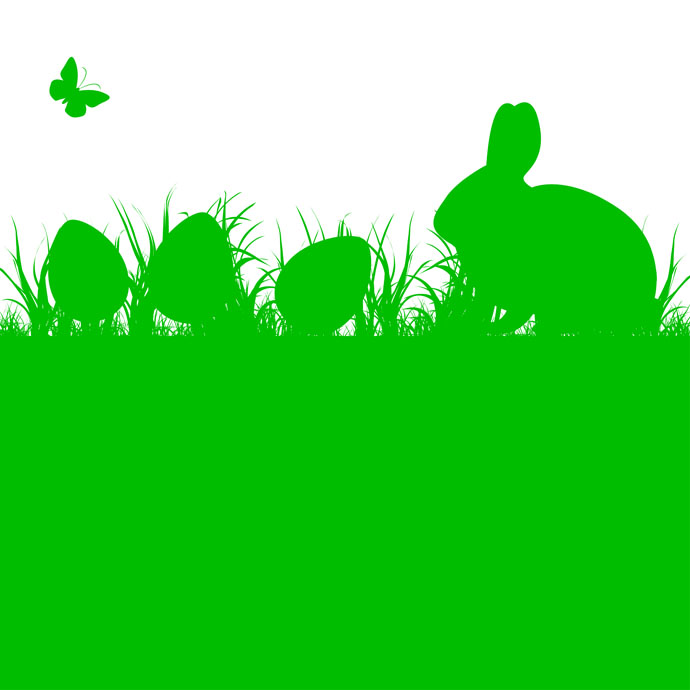 690x690 Easter Rabbit And Eggs With Grass Free Vector Free Vectors Ui