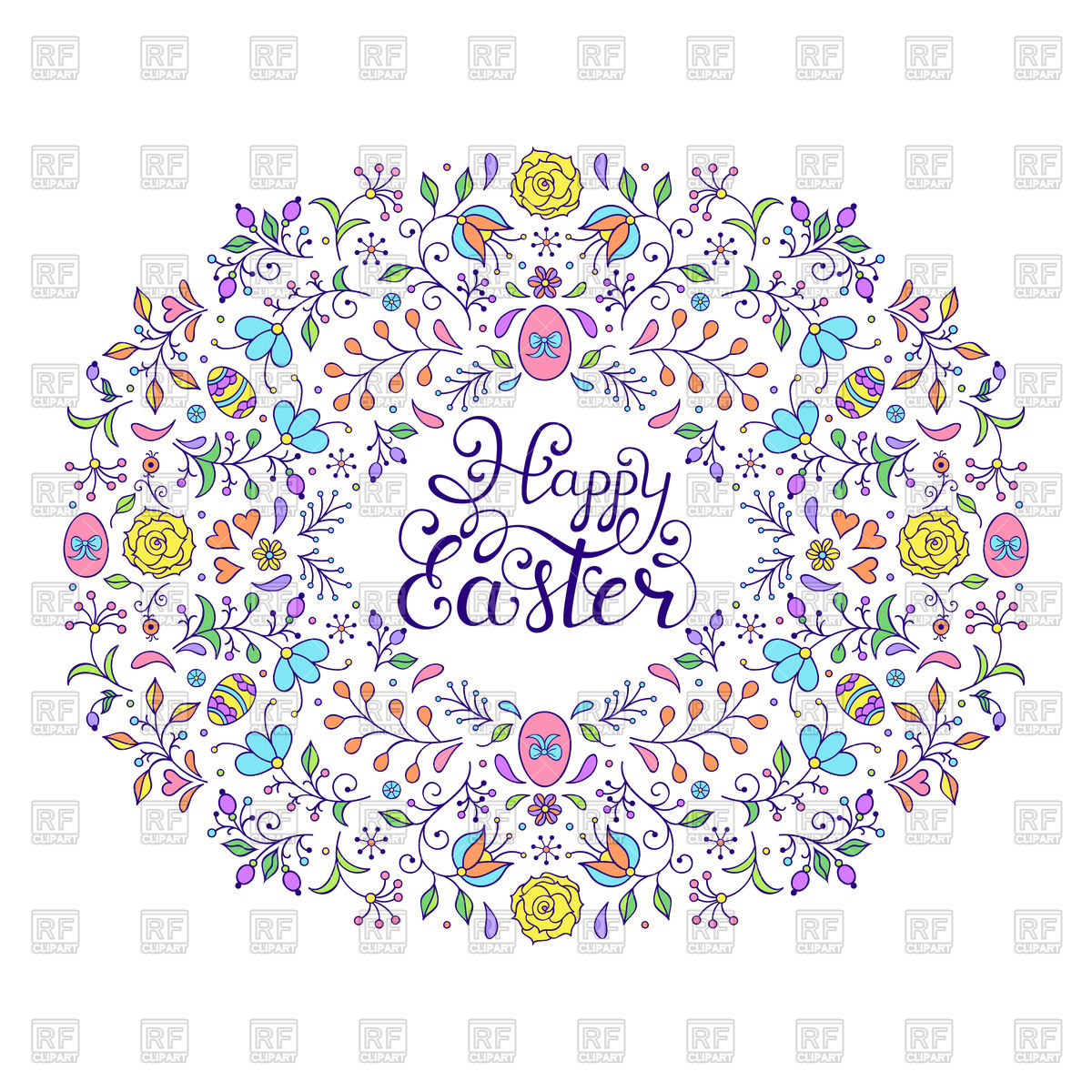 1200x1200 Hand Drawn Floral Frame With Flowers, Hearts And Other Elements