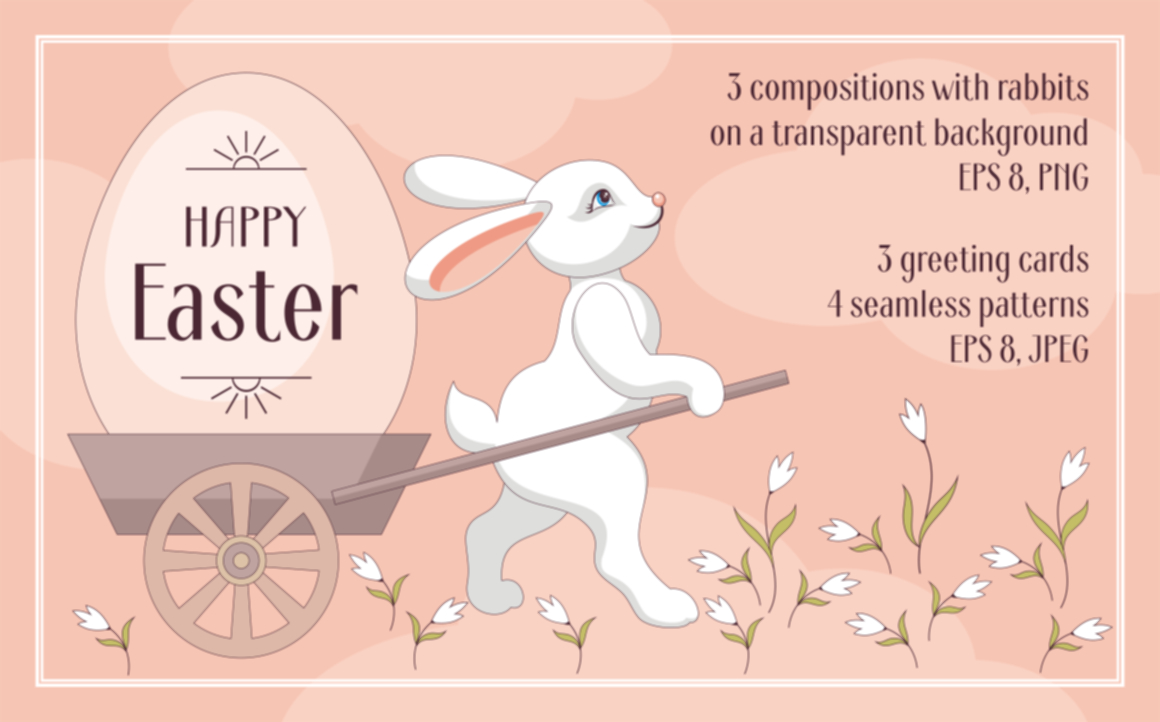 1160x722 Happy Easter! Vector Set Graphic