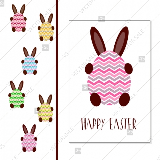 540x540 Happy Easter Vector Card Egg Rabbit Clipart Baby Shower Invitation