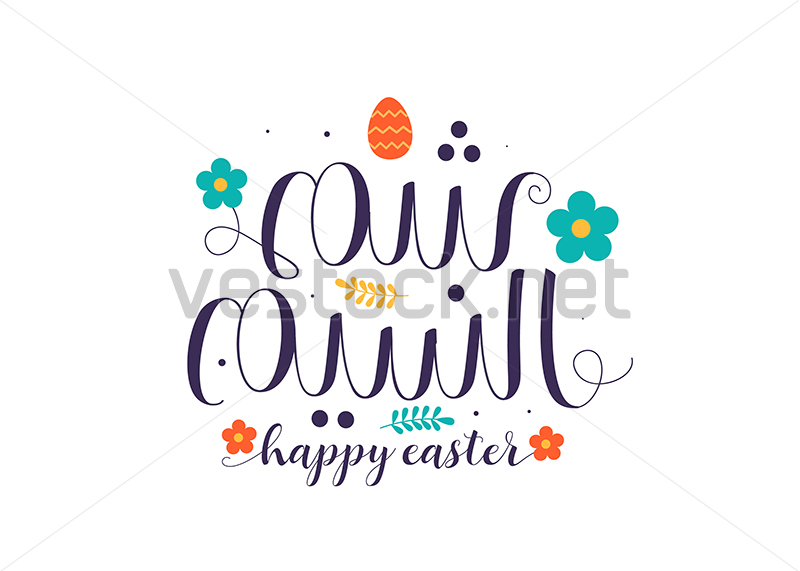 800x571 Happy Easter Vector Colorful Greeting Card With Flowers Eggs